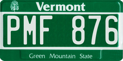 VT license plate PMF876