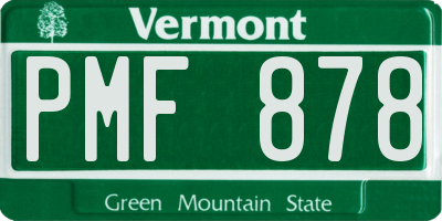 VT license plate PMF878