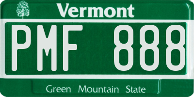 VT license plate PMF888