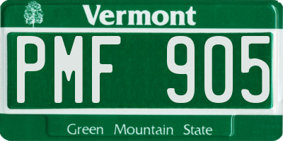 VT license plate PMF905
