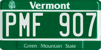 VT license plate PMF907
