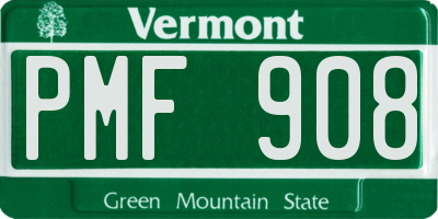 VT license plate PMF908