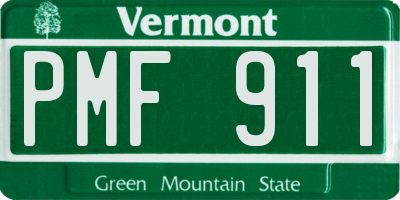 VT license plate PMF911