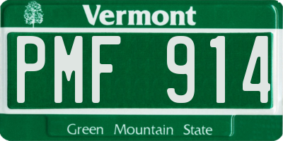 VT license plate PMF914
