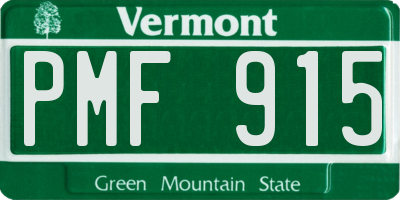 VT license plate PMF915