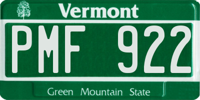 VT license plate PMF922