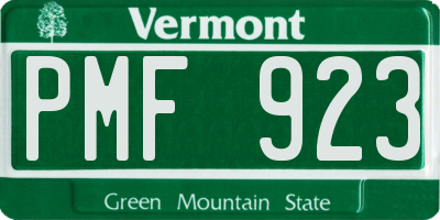 VT license plate PMF923