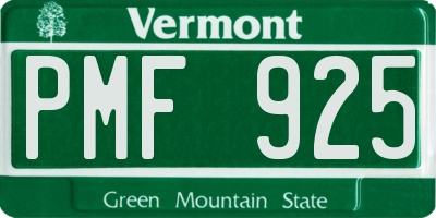 VT license plate PMF925