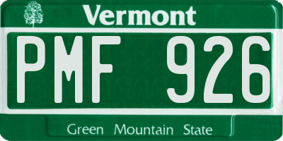 VT license plate PMF926