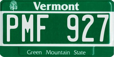 VT license plate PMF927