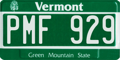 VT license plate PMF929