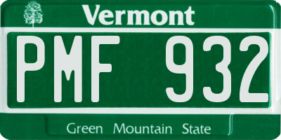 VT license plate PMF932