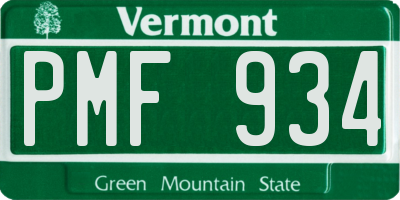 VT license plate PMF934