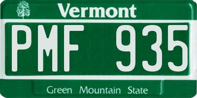 VT license plate PMF935