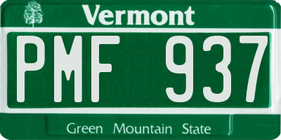 VT license plate PMF937