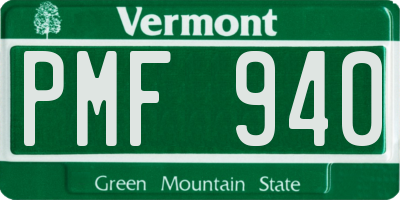 VT license plate PMF940