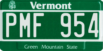 VT license plate PMF954