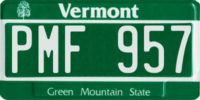 VT license plate PMF957
