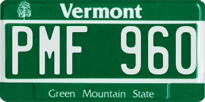 VT license plate PMF960