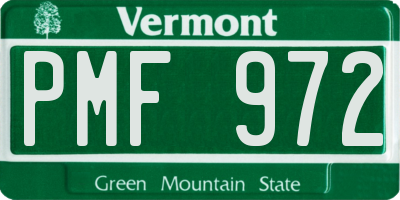 VT license plate PMF972
