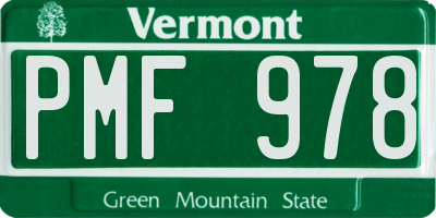 VT license plate PMF978
