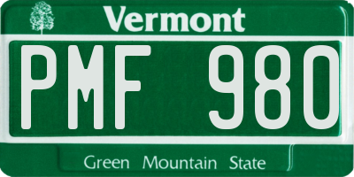 VT license plate PMF980