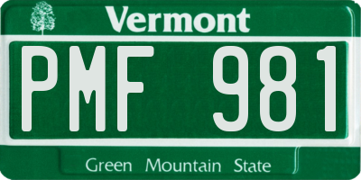 VT license plate PMF981