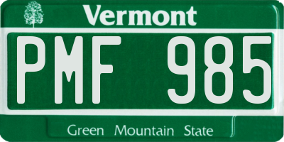 VT license plate PMF985