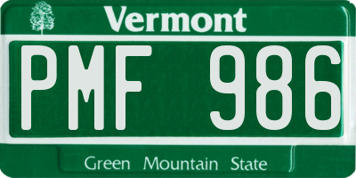 VT license plate PMF986