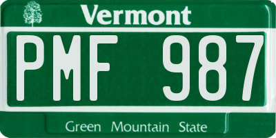 VT license plate PMF987
