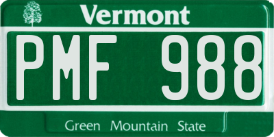VT license plate PMF988