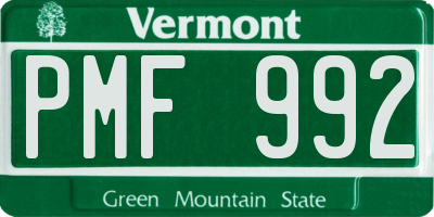VT license plate PMF992