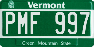 VT license plate PMF997