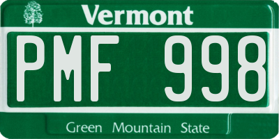 VT license plate PMF998