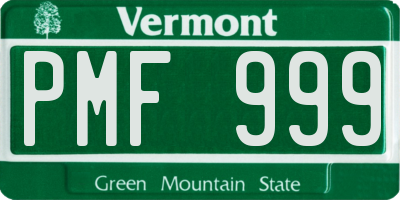 VT license plate PMF999