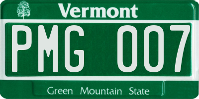 VT license plate PMG007