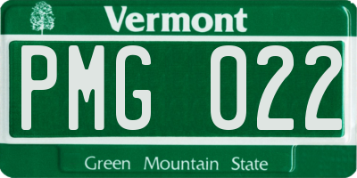 VT license plate PMG022