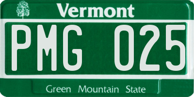 VT license plate PMG025