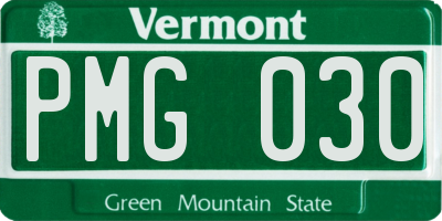 VT license plate PMG030
