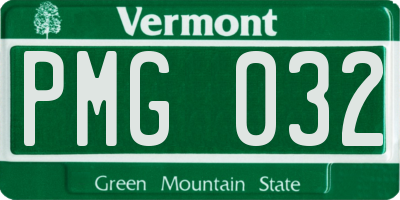 VT license plate PMG032