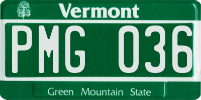 VT license plate PMG036