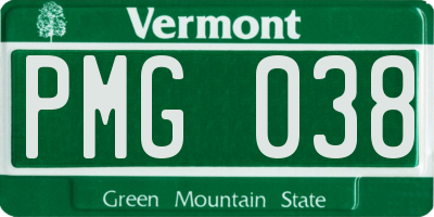 VT license plate PMG038