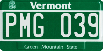 VT license plate PMG039