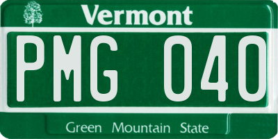 VT license plate PMG040