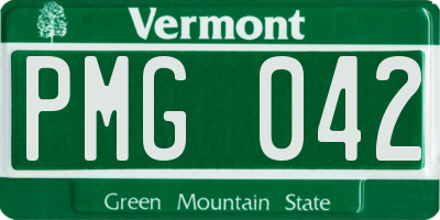 VT license plate PMG042