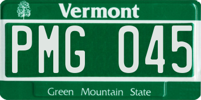 VT license plate PMG045