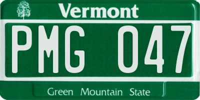 VT license plate PMG047