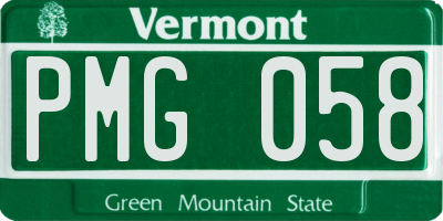 VT license plate PMG058