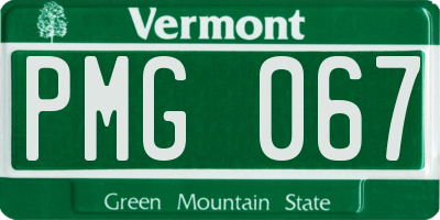 VT license plate PMG067