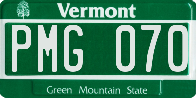 VT license plate PMG070